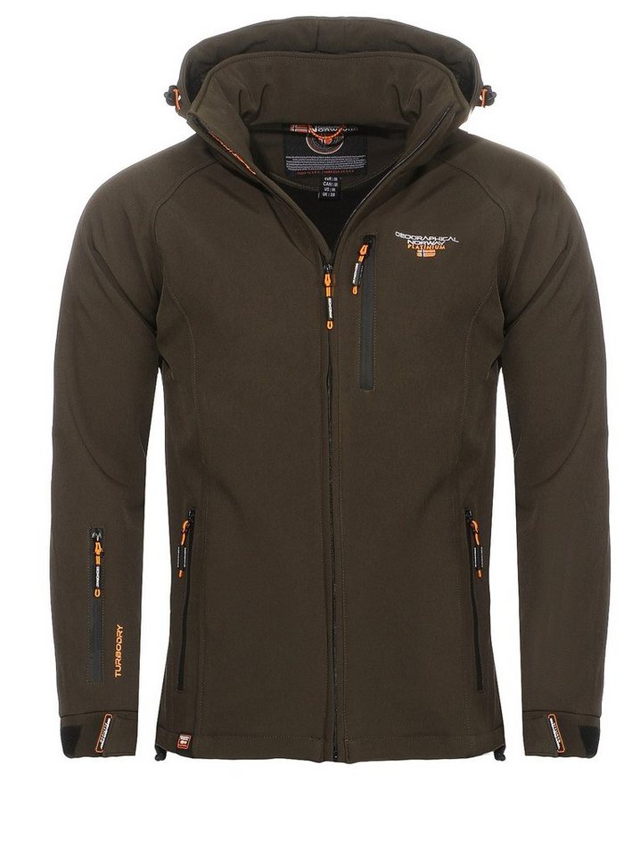 Geographical Norway Softshelljacke Herren Freizeitjacke Sport Outdoor Wander Trekking Jacke in Unifarbe, mit abnehmbarer Kapuze, mit Stehkragen von Geographical Norway