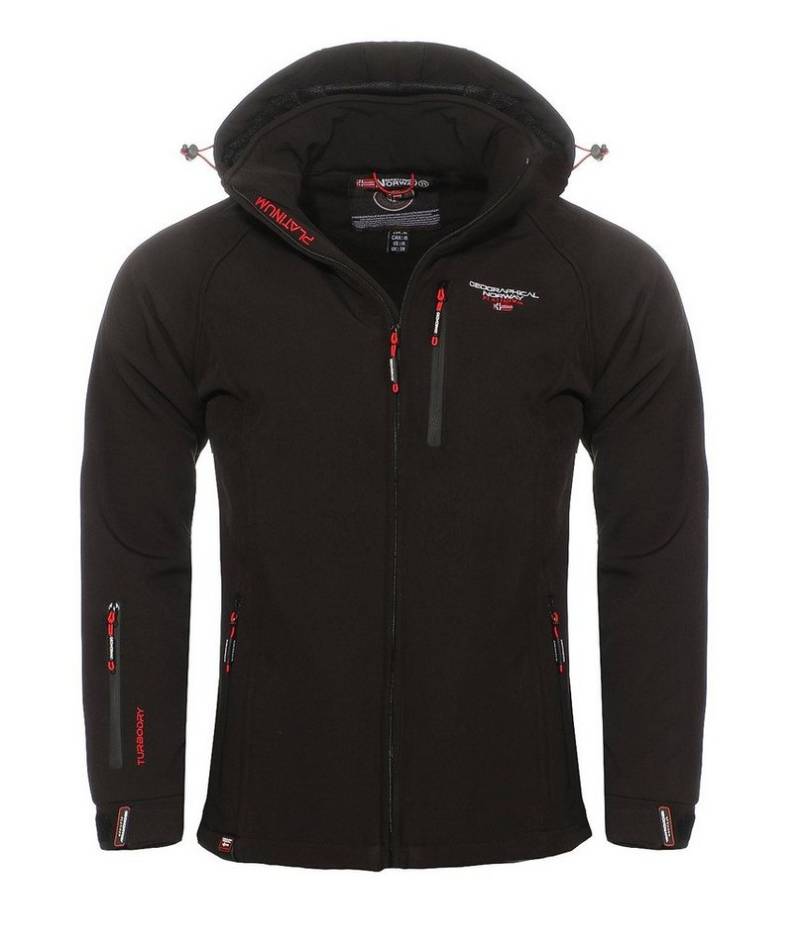 Geographical Norway Softshelljacke Herren Freizeitjacke Sport Outdoor Wander Trekking Jacke in Unifarbe, mit abnehmbarer Kapuze, mit Stehkragen von Geographical Norway