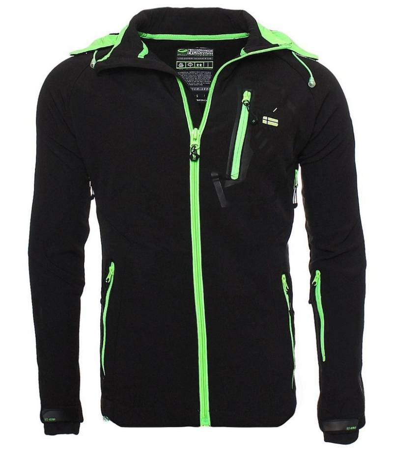 Geographical Norway Softshelljacke Freizeitjacke Sport Outdoor Wander Trekking Jacke in Unifarbe, mit Kapuze, mit abnehmbarer Kapuze, mit Stehkragen von Geographical Norway