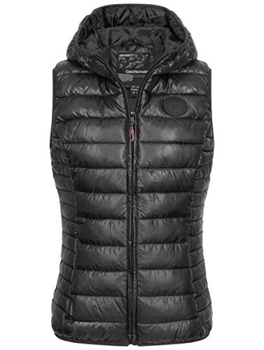 Geographical Norway Stepp weste Kapuze Übergangs Herbst Winter Weste Windbreaker, Farbe:Schwarz, Größe:L 40 von Geographical Norway