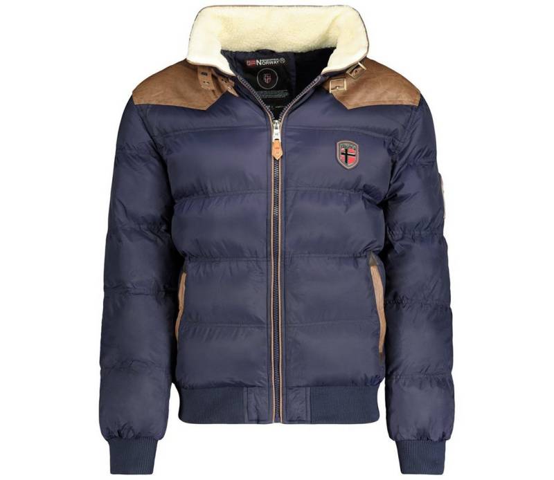 Geographical Norway Steppjacke Herren Winterjacke Steppjacke Herrenjacke in Unifarbe, mit Stehkragen, Kragen mit Teddyfell von Geographical Norway