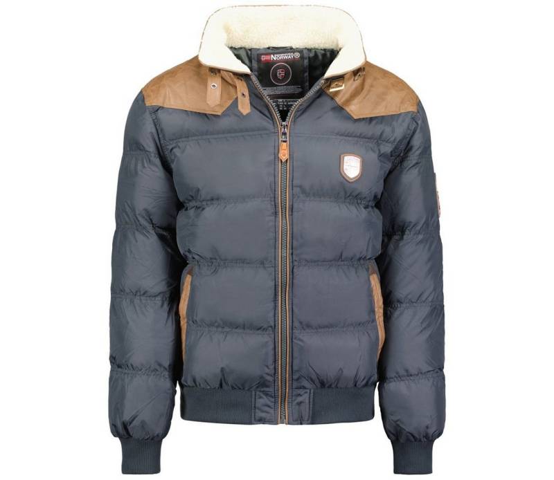 Geographical Norway Steppjacke Herren Winterjacke Steppjacke Herrenjacke in Unifarbe, mit Stehkragen, Kragen mit Teddyfell von Geographical Norway