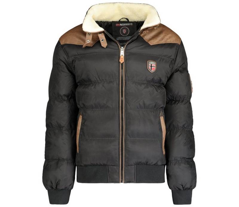 Geographical Norway Steppjacke Herren Winterjacke Steppjacke Herrenjacke in Unifarbe, mit Stehkragen, Kragen mit Teddyfell von Geographical Norway