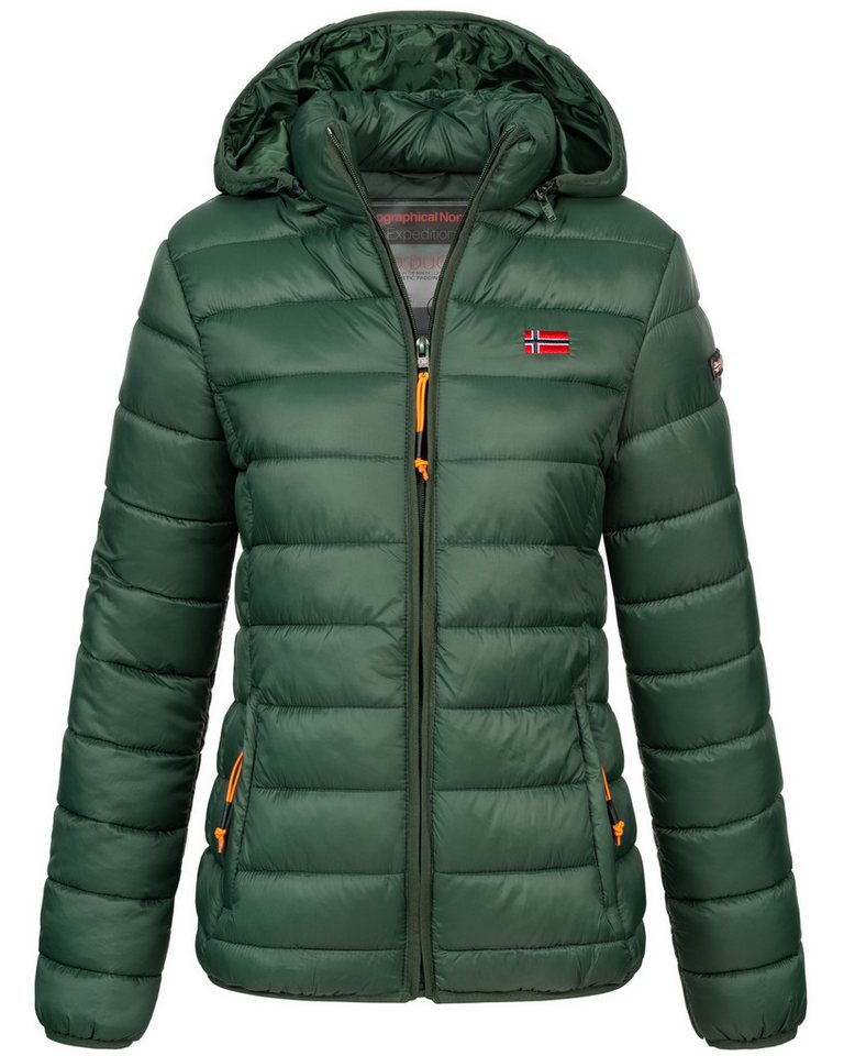 Geographical Norway Steppjacke Damen Herbst Winter Steppjacke Outdoor Übergangsjacke leicht Kapuze von Geographical Norway