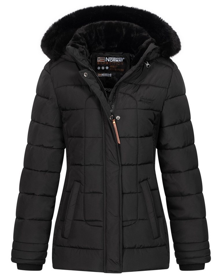 Geographical Norway Steppjacke Damen Steppjacke Parka Winterjacke Warm Gesteppt Outdoor Jacke Kapuze von Geographical Norway