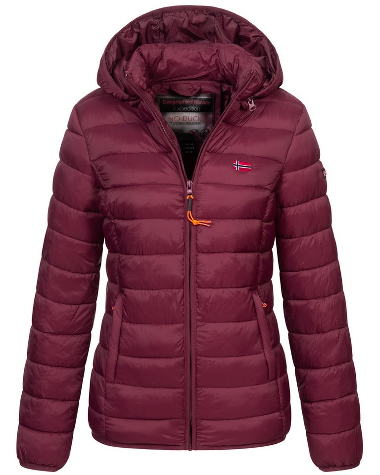 Geographical Norway Steppjacke Damen Herbst Winter Steppjacke Outdoor Übergangsjacke leicht Kapuze von Geographical Norway