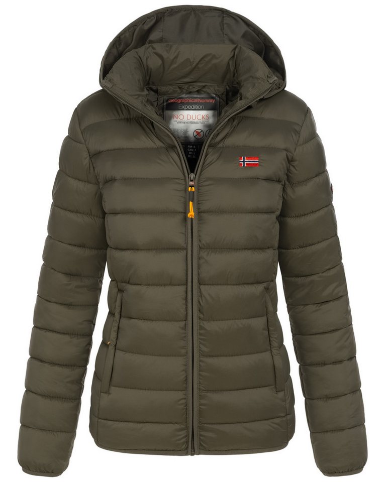Geographical Norway Steppjacke Damen Herbst Winter Steppjacke Outdoor Übergangsjacke leicht Kapuze von Geographical Norway