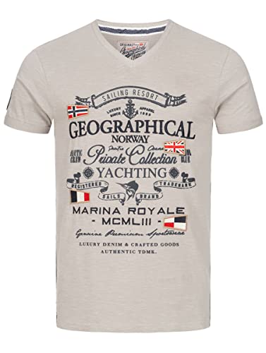 Geographical Norway T-Shirt Herren FVSC Shirt Hemd Sommer Baumwolle Print kurz, Farbe:Jemium-grau, Größe:L von Geographical Norway