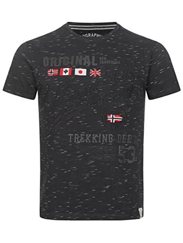 Geographical Norway T-Shirt Herren FVSC Shirt Hemd Sommer Baumwolle Print kurz, Farbe:Jinner-Schwarz, Größe:L von Geographical Norway