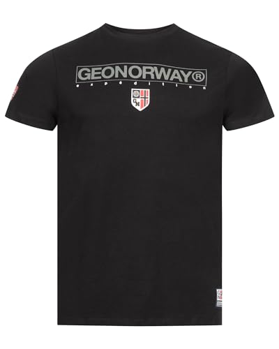 Geographical Norway T-Shirt Herren Shirt Hemd Sommer Baumwolle Print, Farbe:JOTRUN-SCHWARZ, Größe:XXL von Geographical Norway