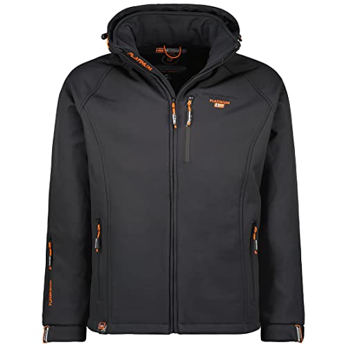 Geographical Norway Taboo Men - Jacke Softshelljacke Herren Wasserdicht atmungsaktiv Kapuzen - Outdoor Mantel Windjacke Tactical - Wandern Ski Herbst Winter Frühling (Dunkelgrau XL) von Geographical Norway