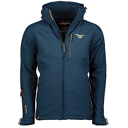 Geographical Norway Taboo Men - Jacke Softshelljacke Herren Wasserdicht atmungsaktiv Kapuzen - Outdoor Mantel Windjacke Tactical - Wandern Ski Herbst Winter Frühling (Marineblau S) von Geographical Norway