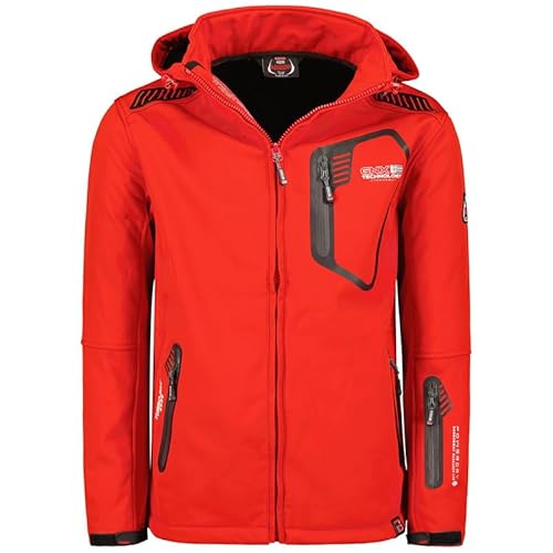 Geographical Norway Tanada Men - Softshelljacke Herren Wasserdicht atmungsaktiv Kapuze - Outdoor Mantel Tactical Widerstandsfähig Windbreaker Jacke - Wandern Ski Winter Frühling (Rot S) von Geographical Norway