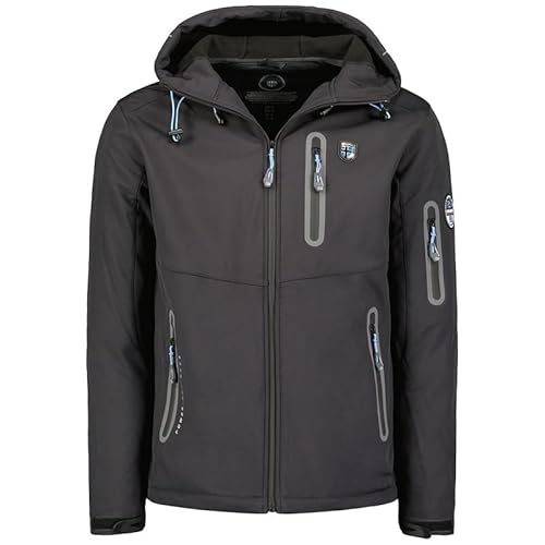 Geographical Norway Taxillus Men - Softshelljacke Herren Wasserdicht atmungsaktiv Kapuze - Outdoor Mantel Tactical Widerstandsfähig Windbreaker Jacke - Wandern Ski Winter Frühling (Dunkelgrau XL) von Geographical Norway