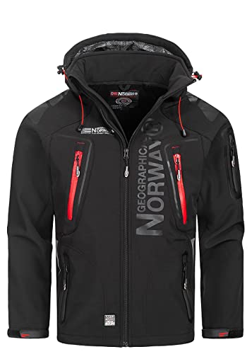 Geographical Norway Techno Softshelljacke Herren Kapuze abnehmbar, Black/Black L von Geographical Norway