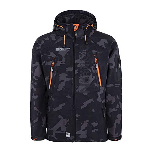 Geographical Norway Techno Softshelljacke Herren Kapuze abnehmbar, Black/Orange, M von Geographical Norway