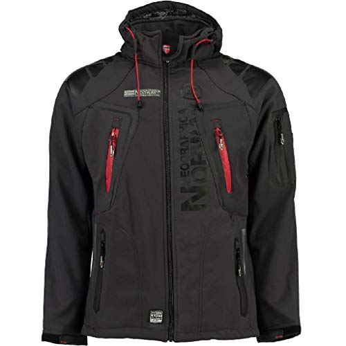 Geographical Norway Techno Softshelljacke Herren Kapuze abnehmbar, Dunkelgrau, 4XL von Geographical Norway