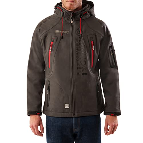 Geographical Norway Techno Softshelljacke Herren Kapuze abnehmbar, Dunkelgrau, 6XL von Geographical Norway