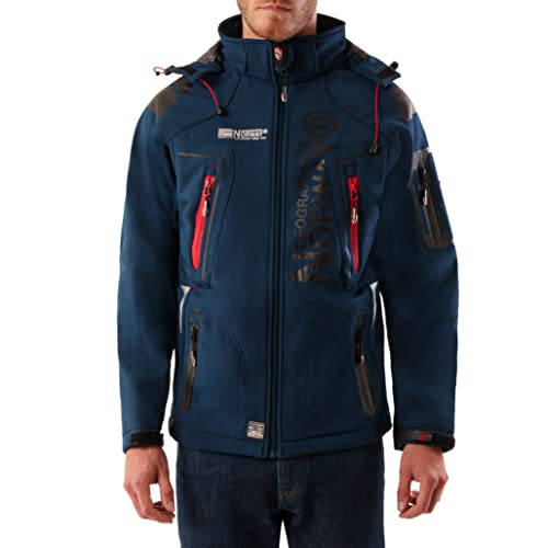 Geographical Norway Techno Softshelljacke Herren Kapuze abnehmbar, Navy, 3XL von Geographical Norway