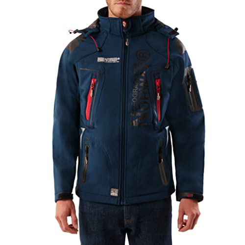 Geographical Norway Techno Softshelljacke Herren Kapuze abnehmbar, Navy, XXL von Geographical Norway