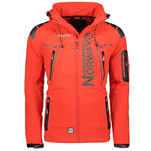 Geographical Norway Techno Softshelljacke Herren Kapuze abnehmbar, Rot, S von Geographical Norway