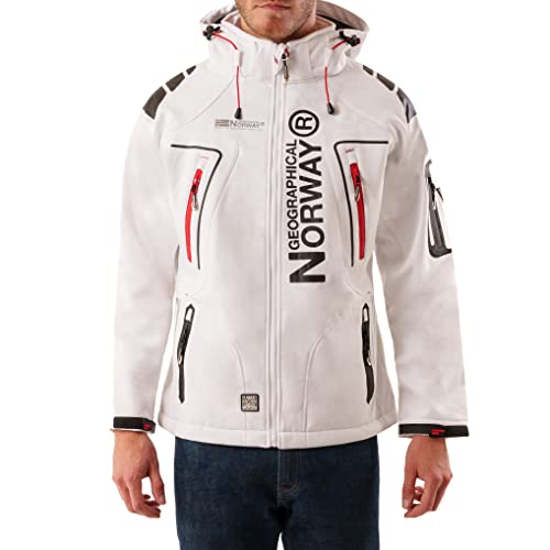 Geographical Norway Techno Softshelljacke Herren Kapuze abnehmbar, Weiß, M von Geographical Norway