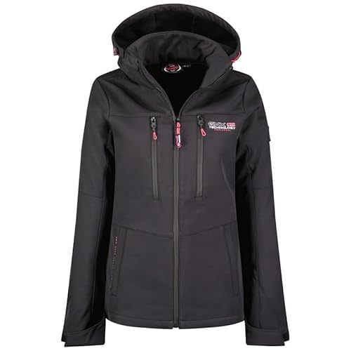 Geographical Norway Timmex Lady - Softshelljacke Damen Wasserdicht atmungsaktiv Kapuze - Outdoor Mantel Widerstandsfähig Windbreaker Jacke - Wandern Ski Winter Frühling (Marineblau Schwarz XXL) von Geographical Norway