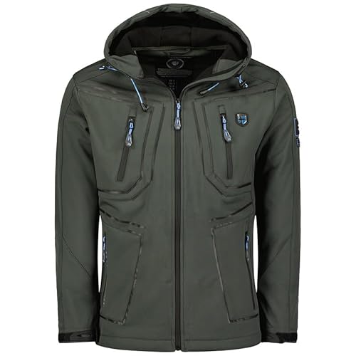 Geographical Norway Topere Men - Softshelljacke Herren Wasserdicht atmungsaktiv Kapuze - Outdoor Mantel Tactical Widerstandsfähig Windbreaker Jacke - Wandern Ski Winter Frühling (Dunkelgrau L) von Geographical Norway