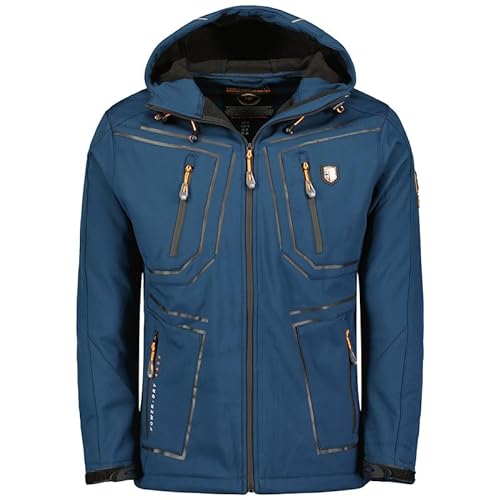 Geographical Norway Topere Men - Softshelljacke Herren Wasserdicht atmungsaktiv Kapuze - Outdoor Mantel Tactical Widerstandsfähig Windbreaker Jacke - Wandern Ski Winter Frühling (Marineblau M) von Geographical Norway