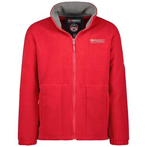 Geographical Norway Torleon Men Full Zip - Fleece Fine Mann Heiße Fermetur Zip - Jacke Herbst Winter Frühling Warm Männer - Langarm Pullover Pelz Weich Komfort Outdoor (Dunkelrot grau XXL) von Geographical Norway