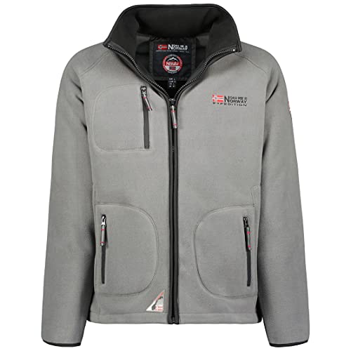 Geographical Norway Trekking Men Full Zip - Fleece Fine Mann Heiße Fermetur Zip - Jacke Herbst Winter Frühling Warm Männer - Langarm Pullover Pelz Weich Komfort Outdoor (Dunkelgrau Schwarz L) von Geographical Norway