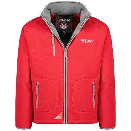 Geographical Norway Trekking Men Full Zip - Fleece Fine Mann Heiße Fermetur Zip - Jacke Herbst Winter Frühling Warm Männer - Langarm Pullover Pelz Weich Komfort Outdoor (Dunkelrot grau L) von Geographical Norway