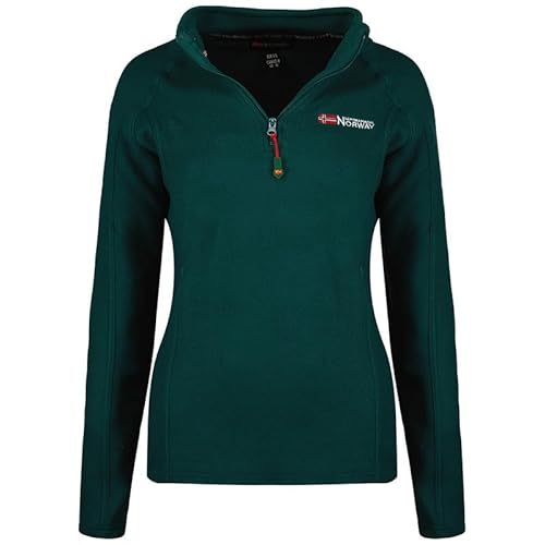 Geographical Norway Tug HZ Lady - Fleecejacke Damen Frauen Warm Schließen Zip - Jacke Fleece Herbst Winter Frühling Warm Frauen - Long Sleeve Pullover Weich Komfort Outdoor (Dunkelgrün L) von Geographical Norway