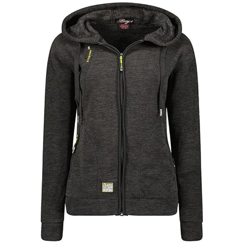 Geographical Norway Twelve Lady - Fleecejacke Damen Frauen Warm Schließen Zip - Jacke Fleece Herbst Winter Frühling Warm Frauen - Long Sleeve Pullover Weich Komfort Outdoor (Schwarz L) von Geographical Norway