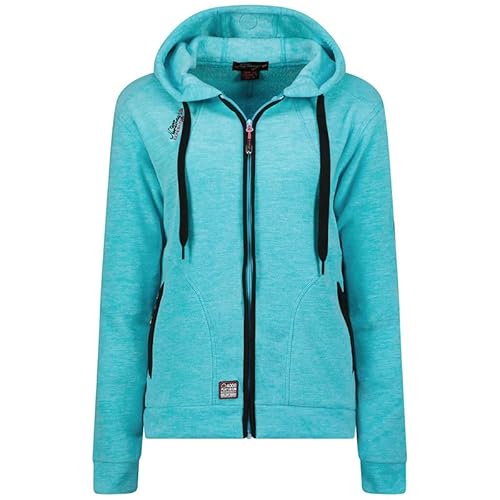 Geographical Norway Twelve Lady - Fleecejacke Damen Frauen Warm Schließen Zip - Jacke Fleece Herbst Winter Frühling Warm Frauen - Long Sleeve Pullover Weich Komfort Outdoor (Türkis L) von Geographical Norway