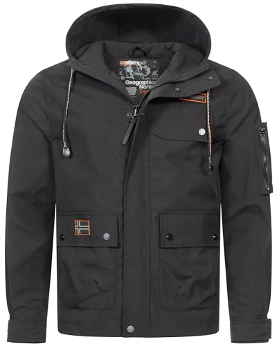 Geographical Norway Übergangsjacke Frühlings Jacke Windbreaker Regenjacke Outdoor Kapuze, Farbe:Schwarz, Größe:M von Geographical Norway
