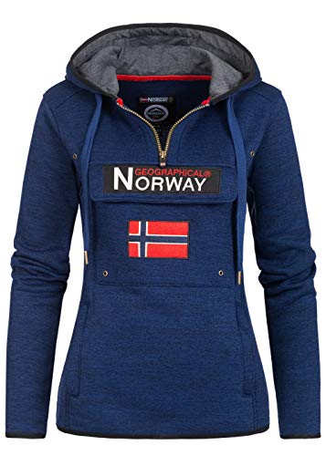 Geographical Norway Upclassica Lady - Damen Sweatjacke Kapuze Fleece Taschen Känguru - Sweatjacke Damen Ärmel Pullover Casual Long Sleeve Warm - Hoodie Jacke Tops Sport (Marine XL-Größe 4) von Geographical Norway