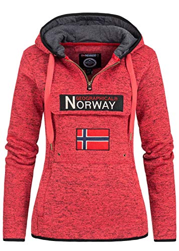 Geographical Norway Damen Upclassica Hoodie Känguru Pocket Sweater WR780F/GN Größe XL Farbe Corail von Geographical Norway