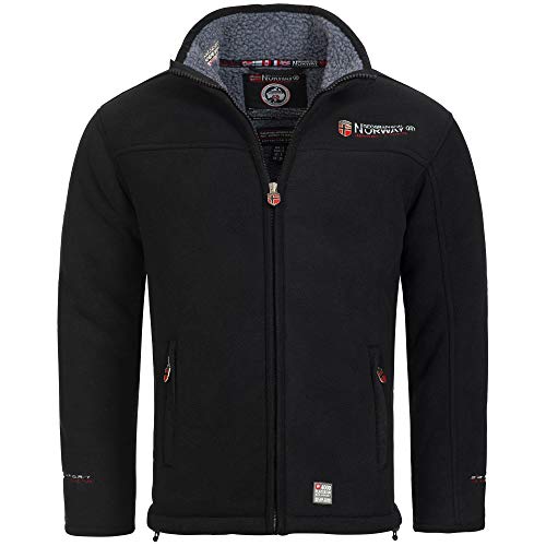 Geographical Norway UREKA Herren Fleece Jacke Fleecejacke warm Teddyfell Futter Gr. S-XXXL (3XL, Schwarz) von Geographical Norway
