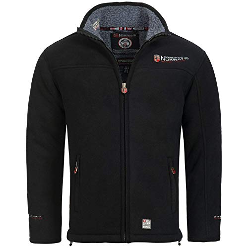 Geographical Norway UREKA Herren Fleece Jacke Fleecejacke warm Teddyfell Futter Gr. S-XXXL (6XL, Schwarz) von Geographical Norway