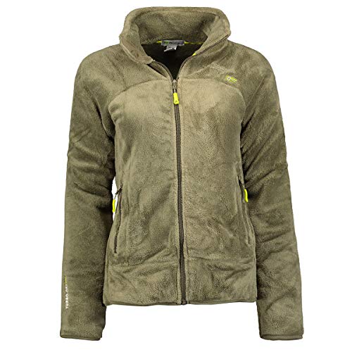 Geographical Norway Upaline Lady - Fleece Fine Frauen Warm Fermetur Zip - Jacke Herbst Winter Frühling Warm Frauen - Long Sleeve Pullover Pelz Weich Komfort Outdoor (Olive M-Größe 2) von Geographical Norway