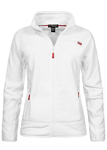 Geographical Norway Upaline Lady - Fleece Fine Frauen Warm Fermetur Zip - Jacke Herbst Winter Frühling Warm Frauen - Long Sleeve Pullover Pelz Weich Komfort Outdoor (Weiss weiss L-Größe 3) von Geographical Norway