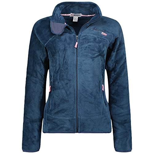 Geographical Norway Upaline Lady - Fleece Fine Frauen Warm Fermetur Zip - Jacke Herbst Winter Frühling Warm Frauen - Long Sleeve Pullover Pelz Weich Komfort Outdoor, GN-001, XXL, Blau - navy/pink von Geographical Norway