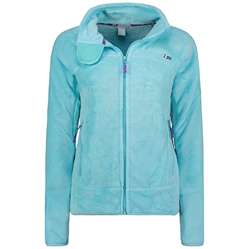 Geographical Norway Upaline Lady - Fine Frauen Warm Fermetur Zip - Jacke Herbst Winter Frühling - Long Sleeve Pullover Pelz Weich, GN-001, S, Türkis - Turquoise/Purple von Geographical Norway