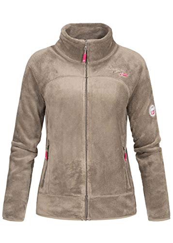Geographical Norway Upaline Lady - Fleecejacke Damen Fine Frauen Warm Fermetur Zip - Jacke Fleece Herbst Winter Frühling Warm Frauen - Long Sleeve Pullover Pelz Weich Komfort Outdoor (Taupe XL) von Geographical Norway