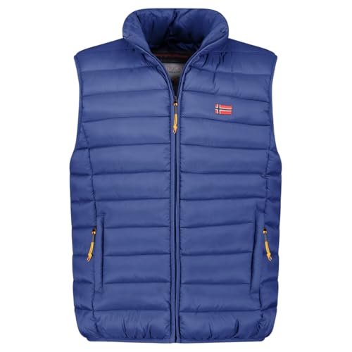 Geographical Norway Vamigolor Men Basic - Weste Herren Warme Mann Herbst Winter - Warme Manteljacke leicht Kapuze - Daunenjacke Winterjacke kurze Ärmel Polsterung (Blau Jeans XL) von Geographical Norway