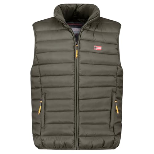 Geographical Norway Vamigolor Men Basic - Weste Herren Warme Mann Herbst Winter - Warme Manteljacke leicht Kapuze - Daunenjacke Winterjacke kurze Ärmel Polsterung (Khaki L) von Geographical Norway