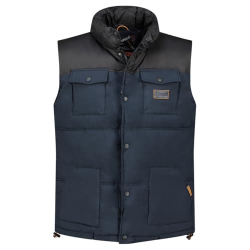 Geographical Norway Vareda Men - Weste Herren Warme Mann Herbst Winter - Warme Manteljacke leicht Kapuze - Daunenjacke Winterjacke kurze Ärmel Polsterung (Marineblau XXL) von Geographical Norway