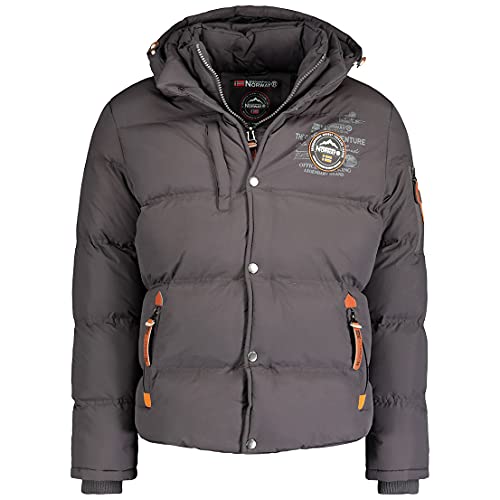 Geographical Norway Verveine Men Distribrands - Warme Kapuzenjacke für Männer - Langarmjacke - Warmer Wintermantel für Männer - Outdoorjacke mit wattiertem Innenfutter (Grau M) von Geographical Norway
