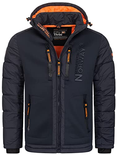 Geographical Norway Herren Winter Jacke Parka Steppjacke Kapuzenjacke Outdoorjacke Warm gesteppt FVS Production H-H, Farbe:Navy, Größe:3XL von Geographical Norway